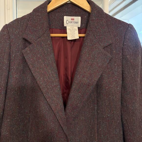 Vintage Courtenay women's wool blazer burgundy and maroon tweed, women’s size 10 - Picture 4 of 11